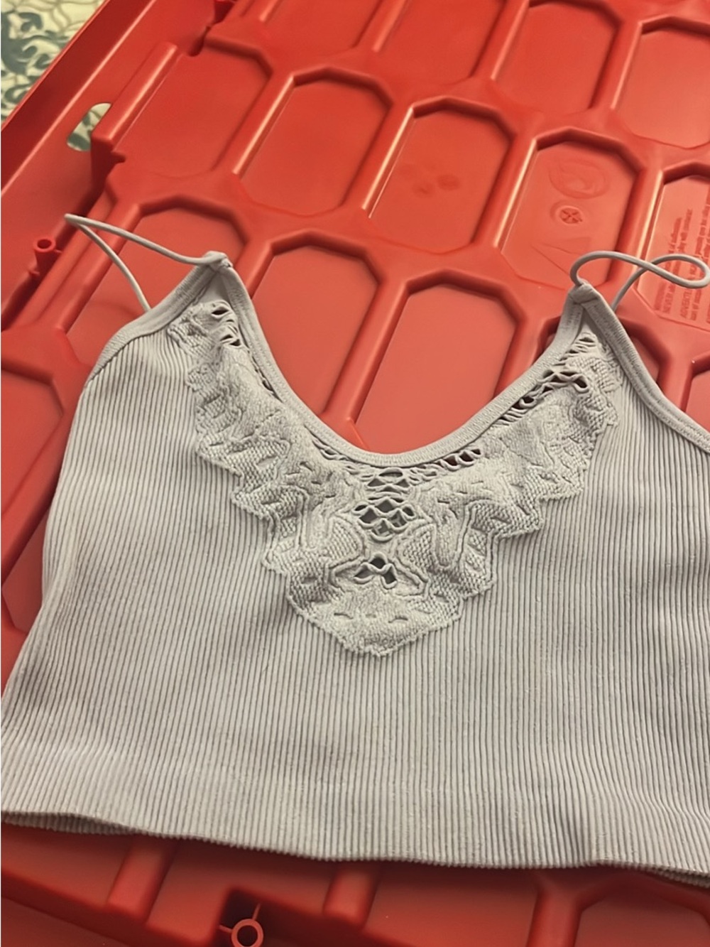 Women's Lace-Trim Ribbed Camisole Tank Top - Light Purple